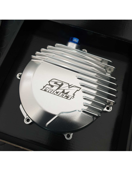 Couvercle d'embrayage argent + bouchon de remplissage SM PROJECT - TM RACING 450 - 530 à partir de 2006