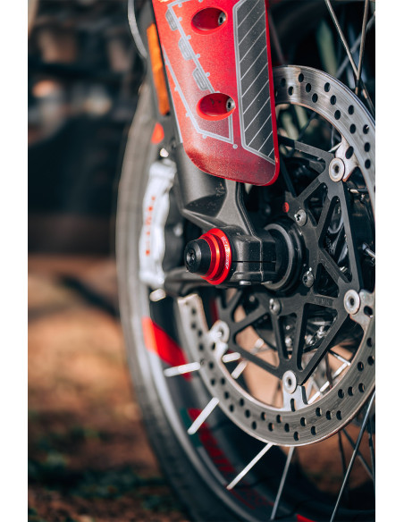 Kit tampons de roue avant rouge SM PROJECT - DUCATI 698 - 950 HYPERMOTARD / 1200 - 1260 MULTISTRADA / 950 DESERT X