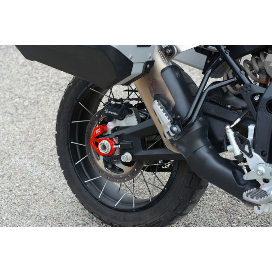 Tendeur de chaine avec protection capteur ABS rouge SM PROJECT - DUCATI 950 - 1200 - MULTISTRADA / 950 DESERT X