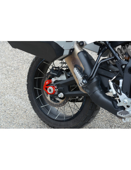 Tendeur de chaine avec protection capteur ABS rouge SM PROJECT - DUCATI 950 - 1200 - MULTISTRADA / 950 DESERT X