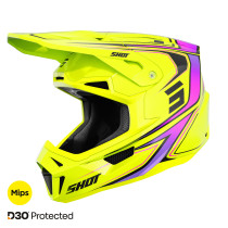 Casque cross Shot 2027 Lite Glory - Jaune Fluo Pearl