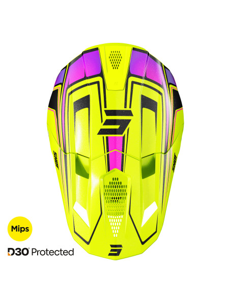 Casque cross Shot 2027 Lite Glory - Jaune Fluo Pearl