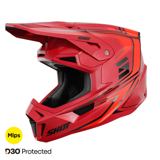 Casque cross Shot 2027 Lite Glory - Rouge Pearl