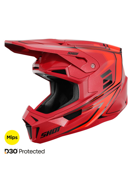 Casque cross Shot 2027 Lite Glory - Rouge Pearl