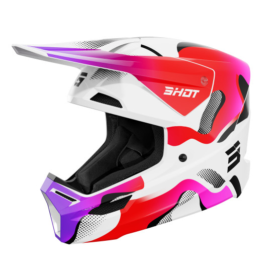 Casque cross Shot 2027 Furious Zebra - Rose Brillant