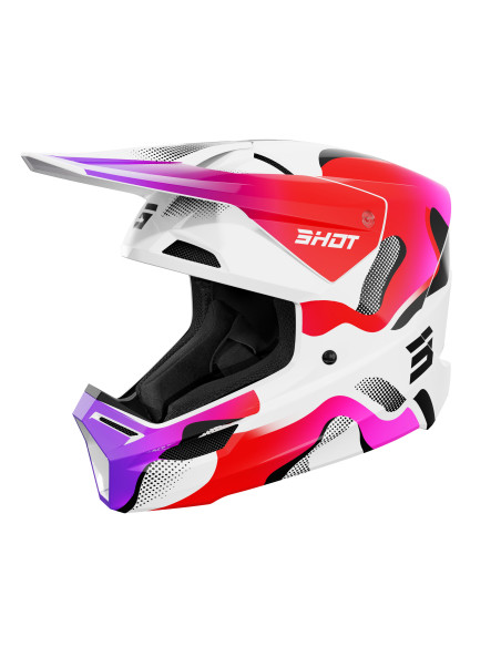 Casque cross Shot 2027 Furious Zebra - Rose Brillant