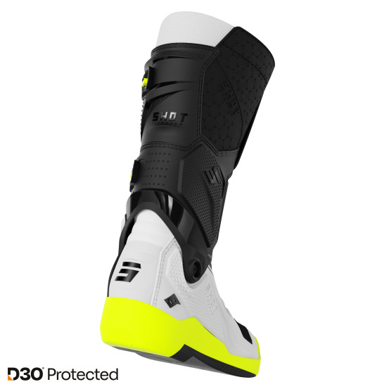 Bottes cross Shot 2027 Race 8 - Noir Blanc Jaune Fluo