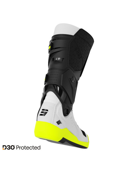 Bottes cross Shot 2027 Race 8 - Noir Blanc Jaune Fluo