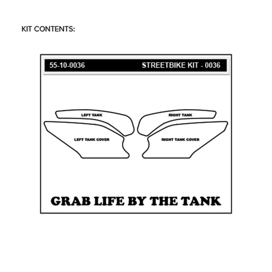Grip adhésif de réservoir noir et transparent STOMPGRIP VOLCANO - KAWASAKI 250 NINJA R 2008-12
