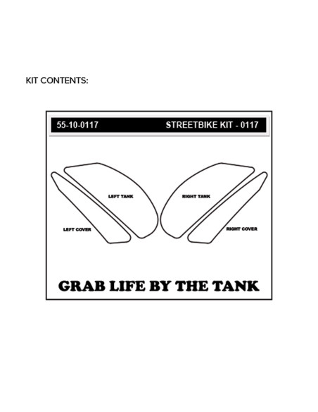 Grip adhésif de réservoir noir et transparent STOMPGRIP ICON - KAWASAKI 800 Z 2013-16