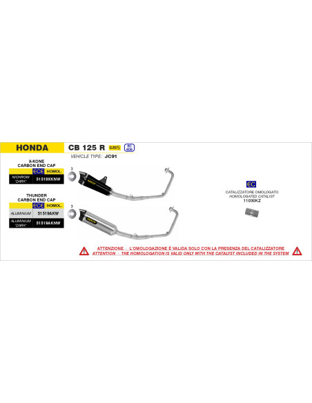 Kit catalyseur homologué ARROW - HONDA CB 125 R 2021-2024