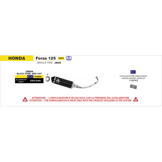 Kit catalyseur homologué ARROW - HONDA / KYMCO / YAMAHA