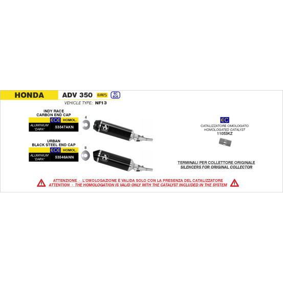 Kit catalyseur homologué ARROW - YAMAHA TMAX 530 2017-19 - TMAX 560 2020-24 / KYMCO AK 550 2021-26 / HONDA ADV 350 2022-24