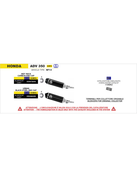 Kit catalyseur homologué ARROW - YAMAHA TMAX 530 2017-19 - TMAX 560 2020-24 / KYMCO AK 550 2021-26 / HONDA ADV 350 2022-24