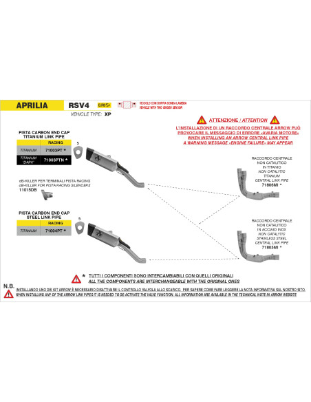 dB-Killer pour silencieux ARROW Pista diamètre 42mm - non homologué - YAMAHA / KAWASAKI / APRILIA / BMW