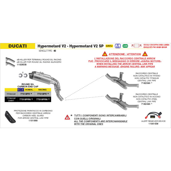 Paire de dB-Killer pour silencieux ARROW Round Sil - non homologué - DUCATI