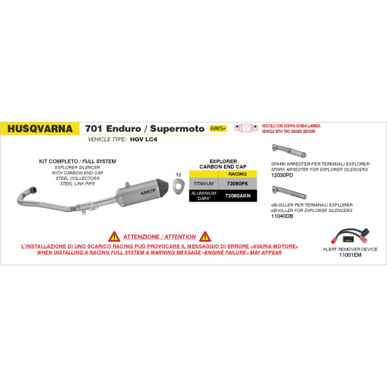 dB-Killer pour silencieux ARROW Explorer - non homologué - KTM / HUSQVARNA / SUZUKI