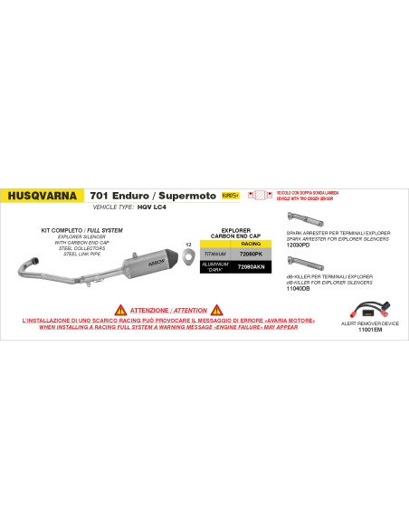 dB-Killer pour silencieux ARROW Explorer - non homologué - KTM / HUSQVARNA / SUZUKI