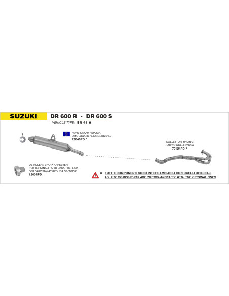 dB-Killer pour silencieux ARROW Paris-Dakar - non homologué - KAWASAKI KLR 650 2001-2005 / SUZUKI DR 600 R/S 1985-1990