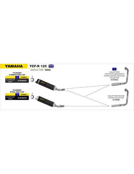 Collecteur racing ARROW - non homologué - YAMAHA YZF-R 125 2008-2013