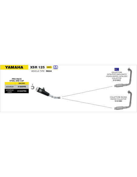 Collecteur catalytique ARROW - homologué - YAMAHA YZF-R 125 2021-2022 - MT 125 - XSR 125 2021-2024