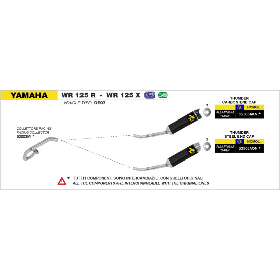 Collecteur racing ARROW - non homologué - YAMAHA WR 125 R/X 2009-2016