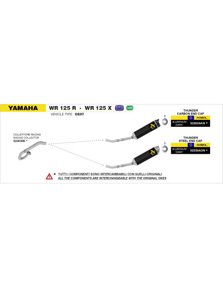 Collecteur racing ARROW - non homologué - YAMAHA WR 125 R/X 2009-2016