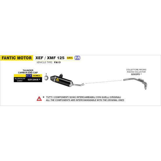 Collecteur racing ARROW non homologué - FANTIC MOTOR XEF / XMF 125 2023-2024