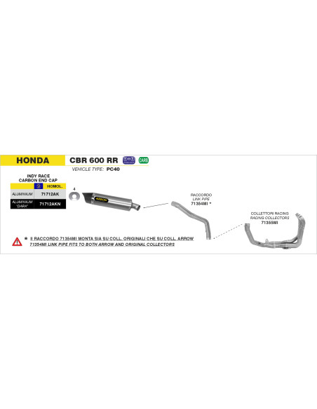 Collecteurs racing ARROW - non homologué - HONDA CBR 600 RR 2007-2008