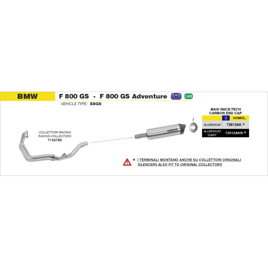 Collecteurs racing ARROW - non homologué - BMW F 800 GS / ADVENTURE 2008-2016