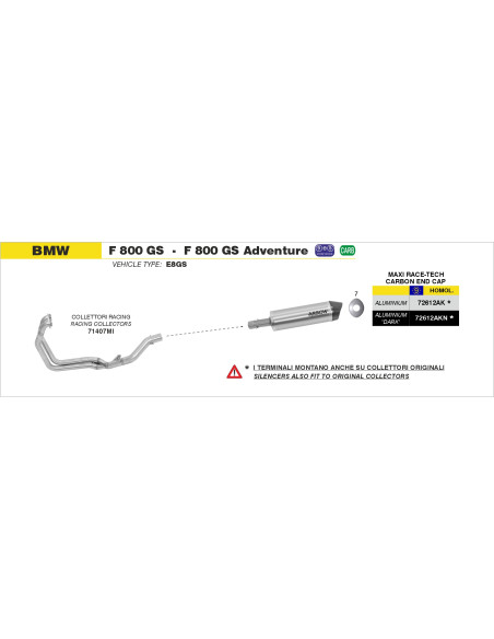Collecteurs racing ARROW - non homologué - BMW F 800 GS / ADVENTURE 2008-2016