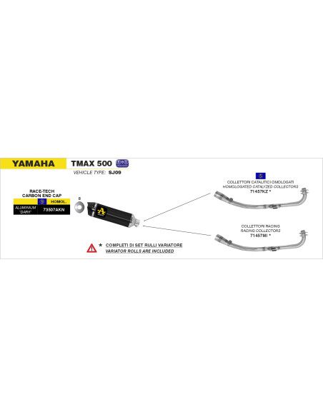Collecteurs racing ARROW - non homologué - YAMAHA TMAX 530 2012-2016