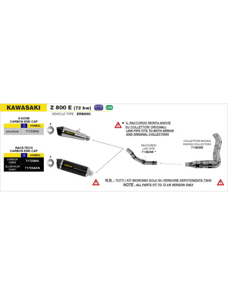 Collecteurs racing ARROW - non homologué - KAWASAKI Z 800 E 2013-2016
