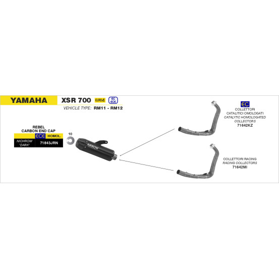 Kit collecteurs catalytique version basse pour silencieux ARROW Jet Race - homologué - YAMAHA