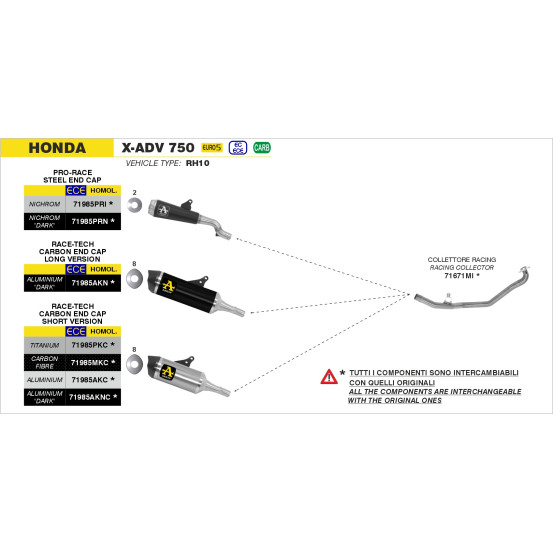 Collecteur racing ARROW - non homologué - HONDA X-ADV 750 2017-2024
