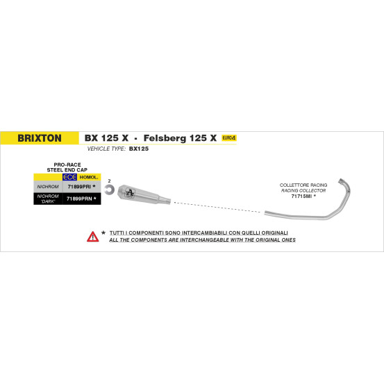 Collecteur racing ARROW - non homologué - BRIXTON BX 125 X / FELSBERG 125 X 2019-2020