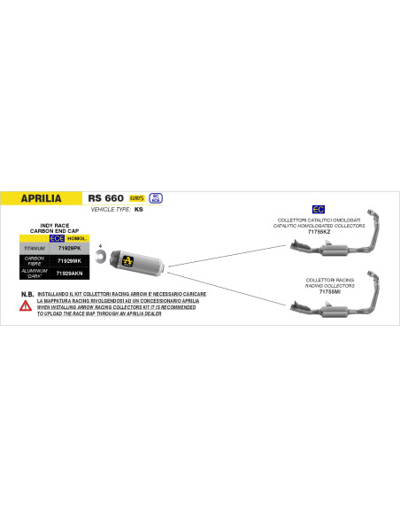 Kit collecteurs catalytique ARROW - titane - homologué - APRILIA RS 660 2020-2024 - TUONO 660 2021-2024