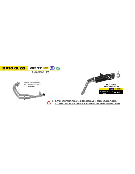Collecteurs racing ARROW - non homologué - MOTO GUZZI V85 TT 2021-2023