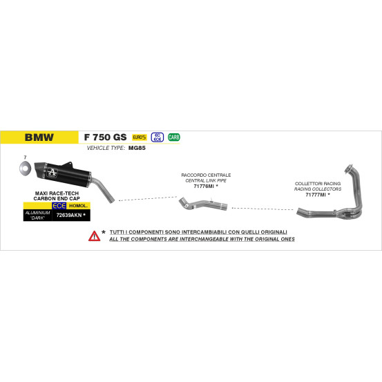Collecteur racing ARROW non homologué - BMW F 750 GS - F 850 GS 2021-2024