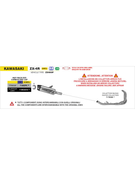 Collecteur racing ARROW non homologué - KAWASAKI ZX-4R 2024-2026