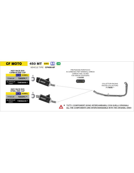 Collecteurs racing ARROW - non homologué - CF MOTO 450 MT 2024