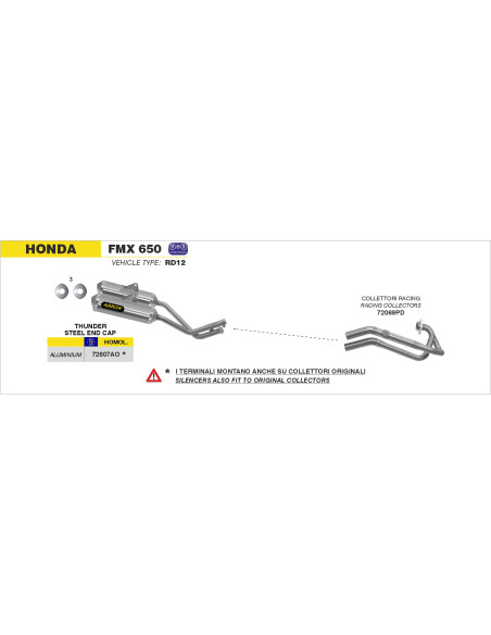 Collecteurs ARROW - non homologué - HONDA FMX 650 2005-2008