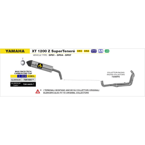 Collecteurs racing ARROW - non homologué - YAMAHA XT 1200Z SUPER TÉNÉRÉ 2010-2020