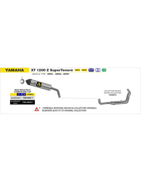 Collecteurs racing ARROW - non homologué - YAMAHA XT 1200Z SUPER TÉNÉRÉ 2010-2020