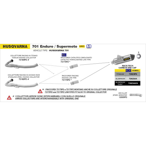 Collecteur racing ARROW en inox avec power bomb - non homologué - HUSQVARNA