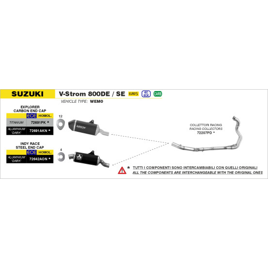 Collecteurs racing ARROW - non homologué - SUZUKI V-STROM 800DE / SE 2023-2026