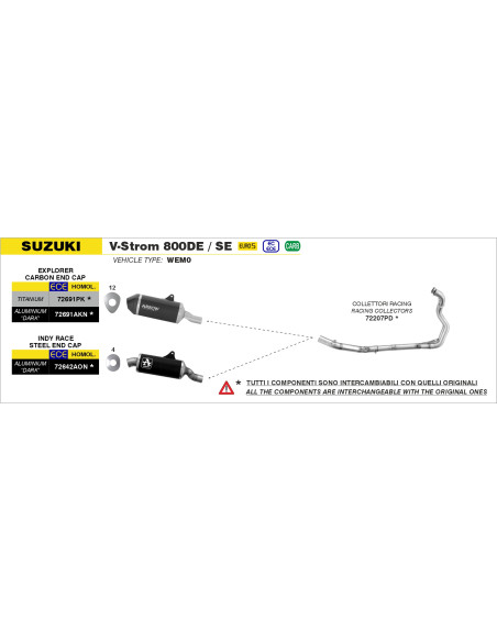 Collecteurs racing ARROW - non homologué - SUZUKI V-STROM 800DE / SE 2023-2026