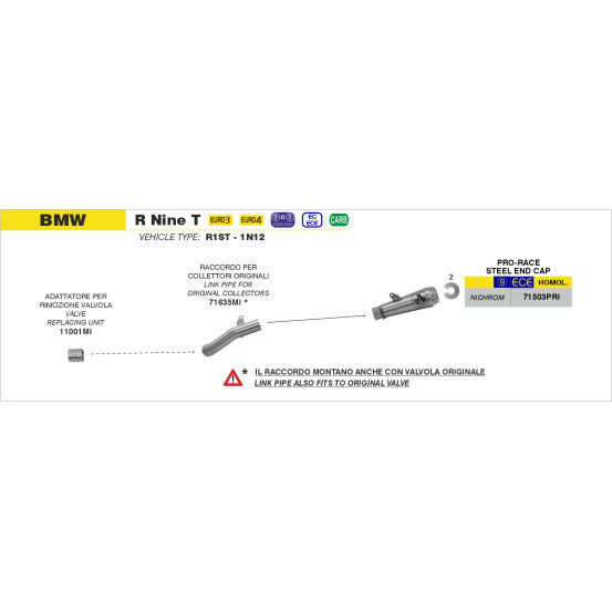 Raccord intermédiaire ARROW - BMW R NINE T 2014-2019