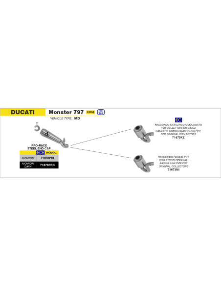 Raccord racing ARROW pour collecteur d'origine - DUCATI