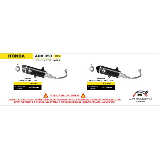 Ligne complète racing avec silencieux Urban ARROW - aluminium dark - embout carbone - non homologué - HONDA